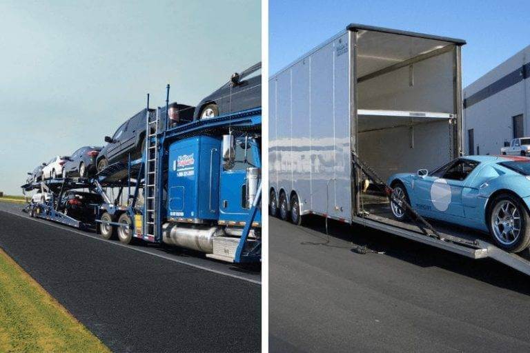 Classic Car in Enclosed Trailer | National Transport Services. Which is better? OPEN VS ENCLOSED CAR SHIPPING? Luxury vehicles, classic cars, exotic vehicles and antique cars are recommended to ship via enclosed trailer.