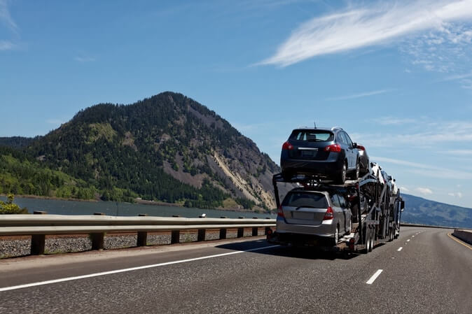 Auto transport carrier on the highway. best auto transport company.