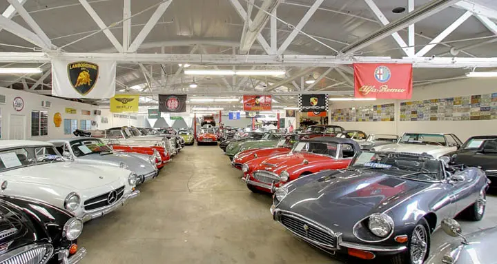 Beverly Hills Car Club main showroom floor.