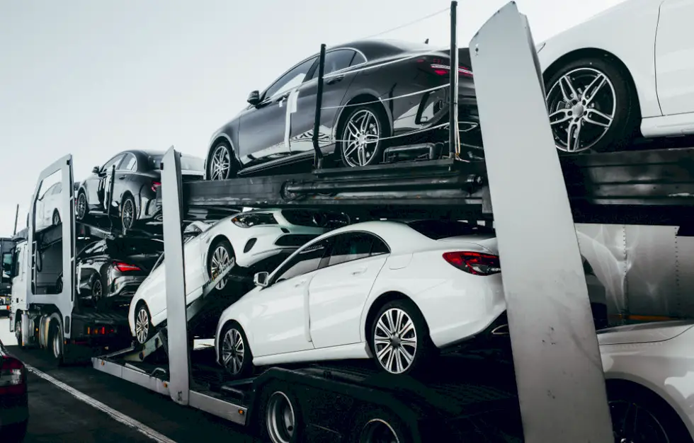 Luxury vehicles on a car transport carrier