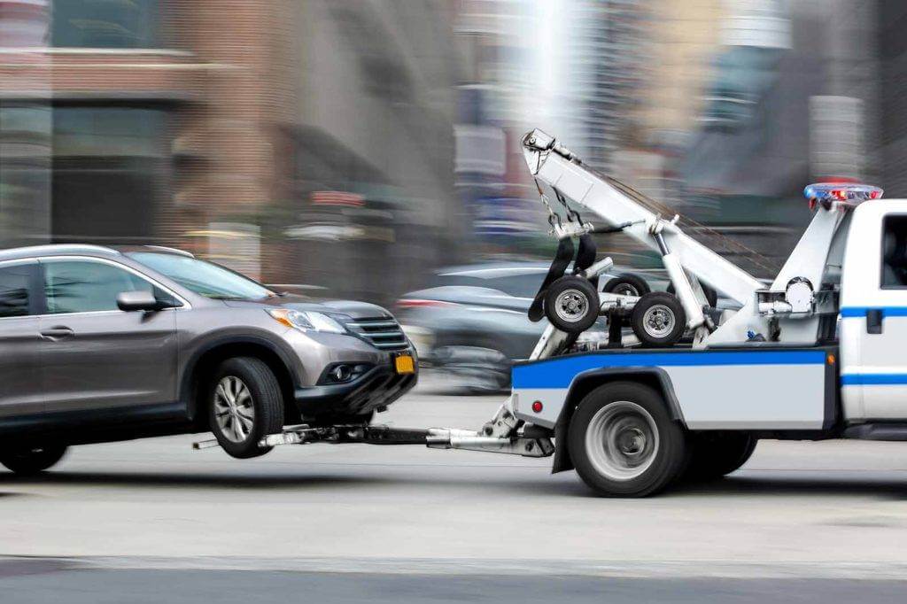 A car repossessions towing.