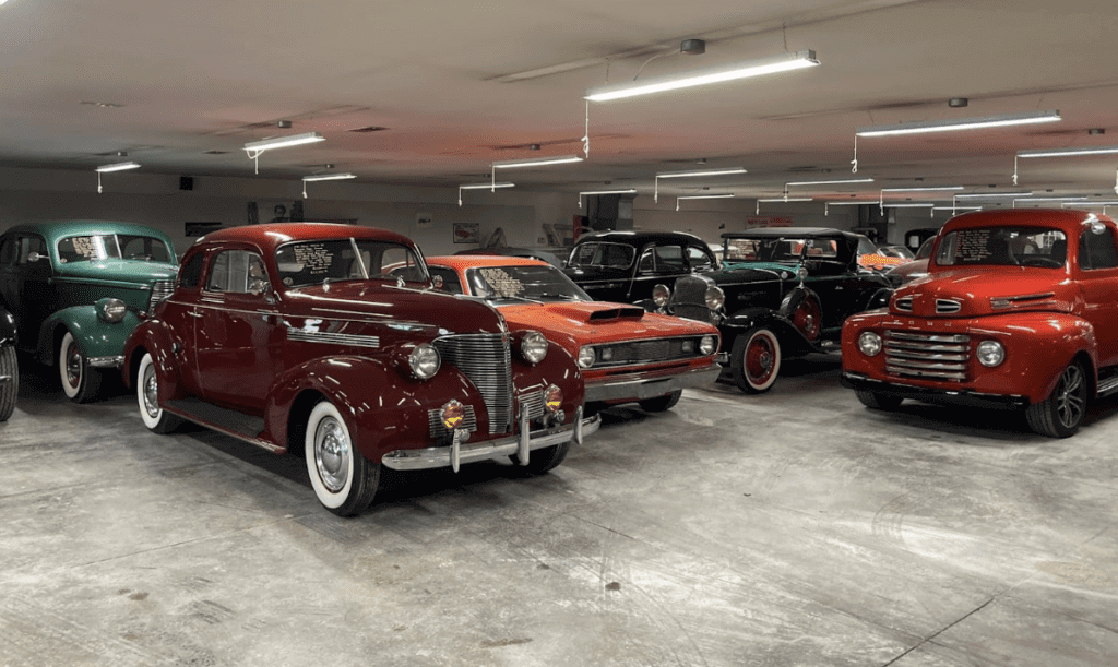 Inside another country classic cars showroom. With so many classic cars to choose from and much space to cover, make sure to plan an all-day trip to CCC.