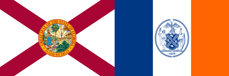 Florida State Flag & New York State Flag. I want to ship my car from Florida to New York